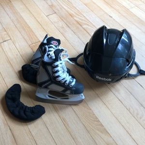 Easton hockey skates and helmet